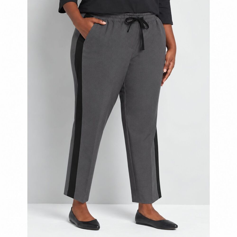 Lane Bryant Gray Perfect Drape Slim Ankle Pant Size 14 NWT
